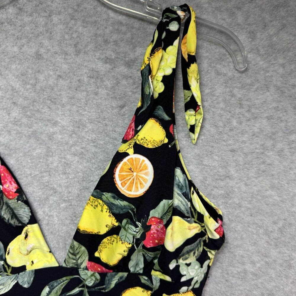 NWOT Seafolly Swimsuit Size 14 Lemoncello V-Neck Black Fruit One-Piece L50813 - Picture 4 of 11